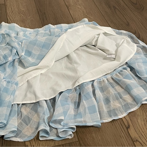 Toby Heart Ginger | blue and‎ white gingham tiered ruffle mini skirt - Picture 7 of 9